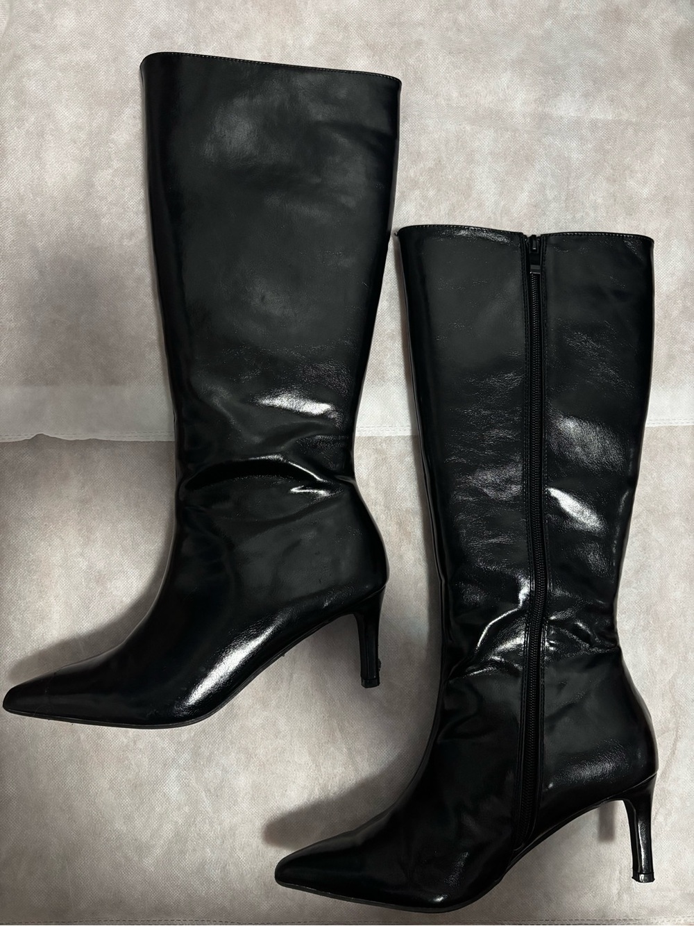 Windsor Black Knee-High Pointed-Toe Stiletto Boots